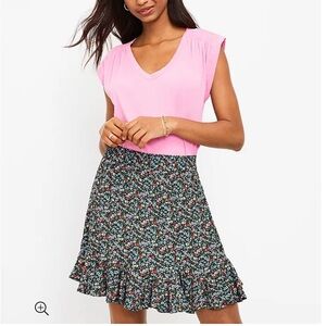 Loft women’s XS flounce floral mini skirt